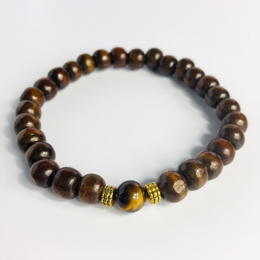 GEMSTONE | Mens Tiger Eye Beaded Bracelet